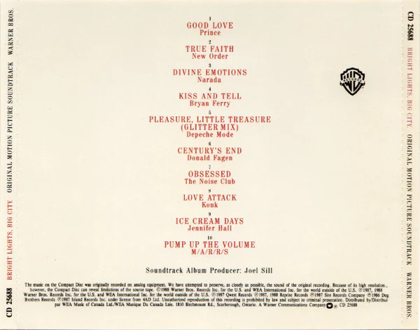 Various - Bright Lights, Big City. (Original Motion Picture Soundtrack) (CD, Comp) - Image 2