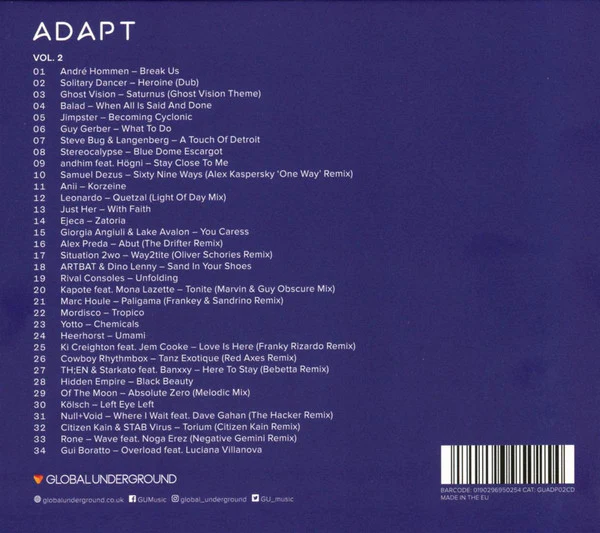 Various - Global Underground: Adapt #2 (CD, Comp, Mixed) - Image 2
