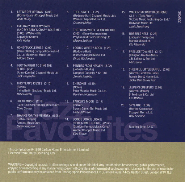 Various - Jazz Favourites (Featuring 20 Great Jazz Singers) (CD, Comp) - Image 5