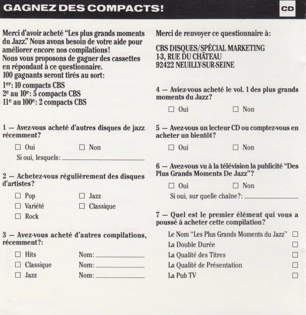 Various - Les Plus Grands Moments Du Jazz Vol. 2 (CD, Comp) - Image 4