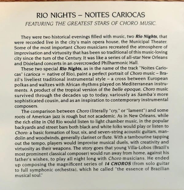 Various - Rio Nights: Featuring The Greatest Stars Of Choro Music (CD) - Image 2