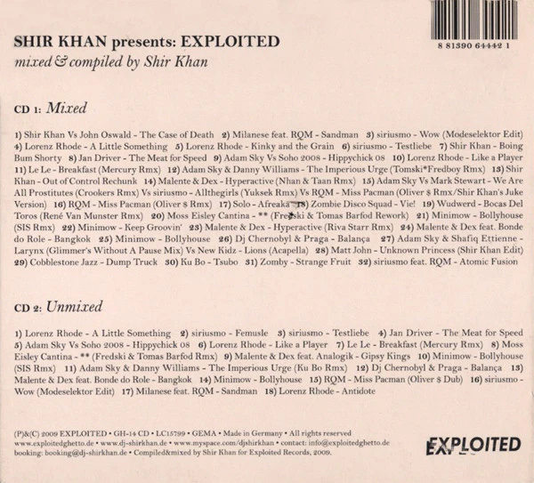 Various - Shir Khan Presents: Exploited (CD, Mixed + CD, Comp) - Image 2