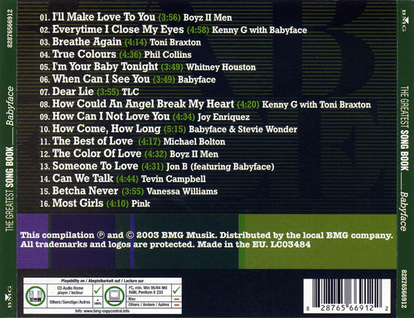 Various - The Greatest Songbook - Babyface (CD, Comp, Copy Prot.) - Image 2