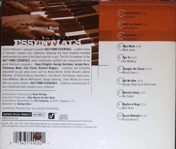 Various - The Music Of Thelonius Monk - Jazz Piano Essentials (CD, Comp, Promo) - Image 2
