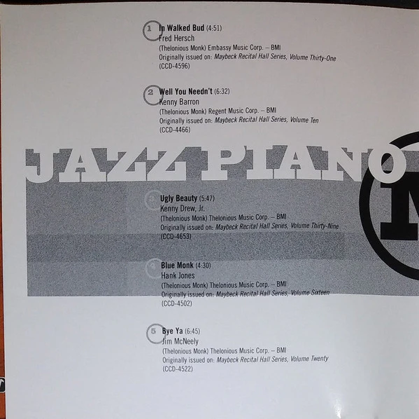 Various - The Music Of Thelonius Monk - Jazz Piano Essentials (CD, Comp, Promo) - Image 3