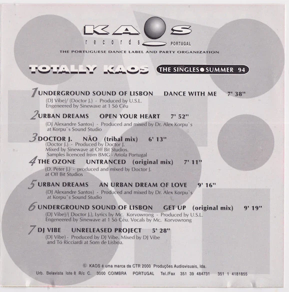 Various - Totally Kaos – The Singles Summer 94 (CD) - Image 2