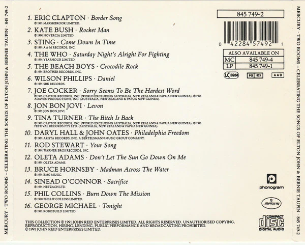 Various - Two Rooms - Celebrating The Songs Of Elton John & Bernie Taupin (CD, Album) - Image 2