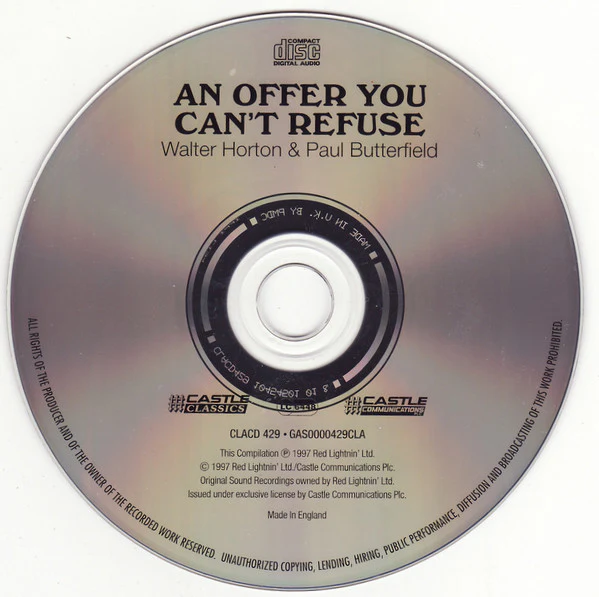 Walter Horton & Paul Butterfield - An Offer You Can't Refuse (CD, Album, Comp) - Image 3