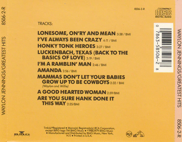 Waylon Jennings - Greatest Hits (CD, Comp) - Image 2