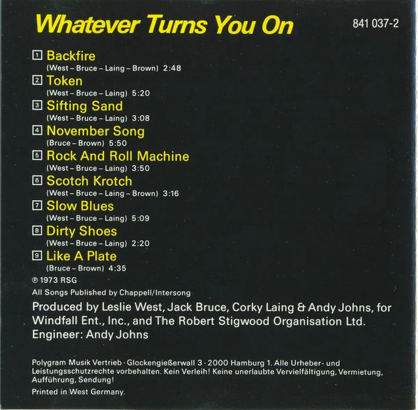 West, Bruce & Laing - Whatever Turns You On (CD, Album, RE) - Image 5