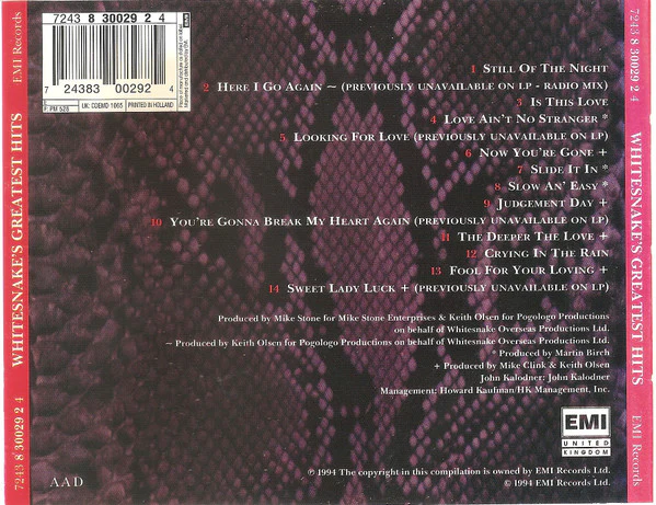 Whitesnake - Greatest Hits (CD, Comp) - Image 2