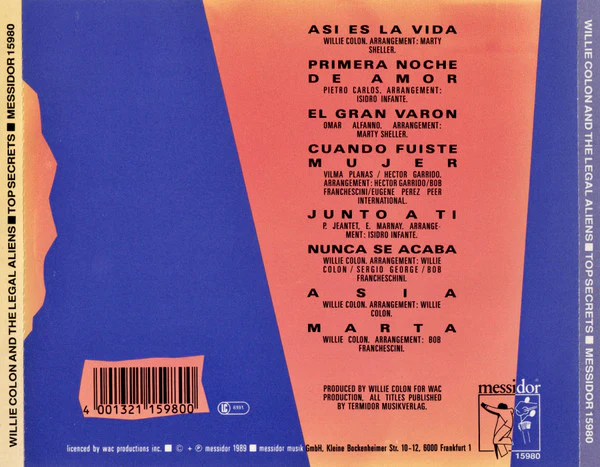Willie Colon* And The Legal Aliens* - Top Secrets (CD, Album, RE) - Image 2
