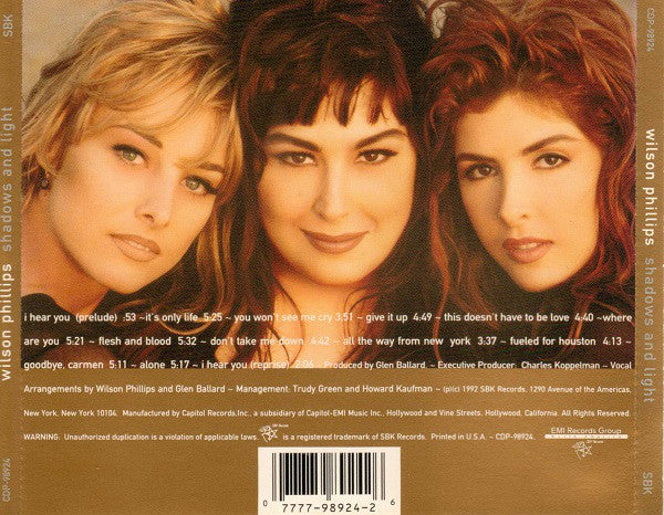 Wilson Phillips - Shadows And Light (CD, Album) - Image 3