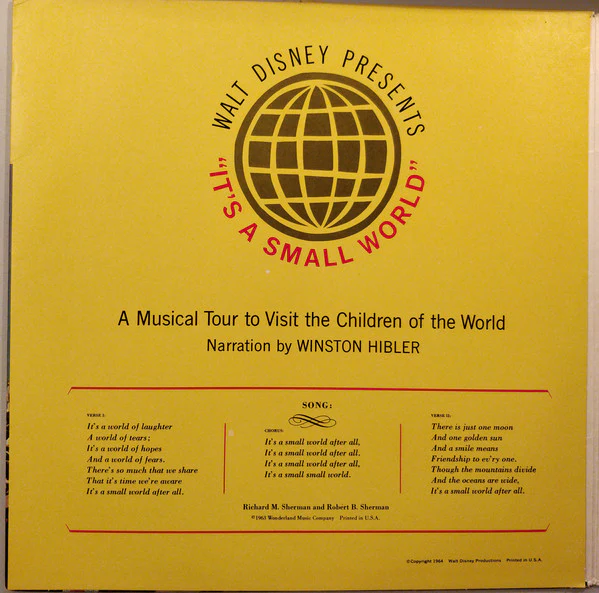 Winston Hibler - It's A Small World (LP, Album, RE, Rai) - Image 5
