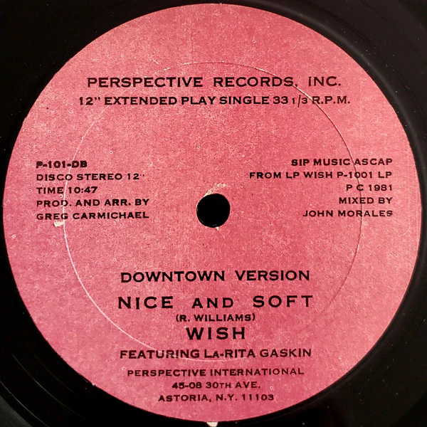 Wish Featuring La-Rita Gaskin - Nice And Soft (12", Single) - Image 2