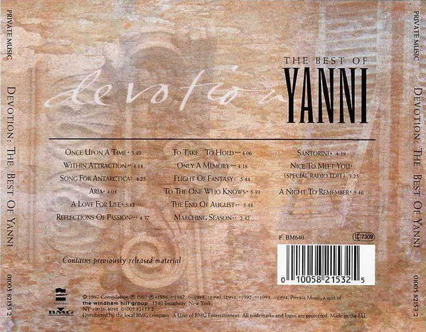 Yanni - Devotion: The Best Of Yanni (CD, Comp) - Image 2