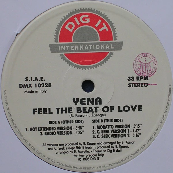 Yena - Feel The Beat Of Love (12") - Image 3