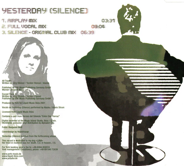 York Featuring Alaska - Yesterday (Silence) (CD, Maxi) - Image 4