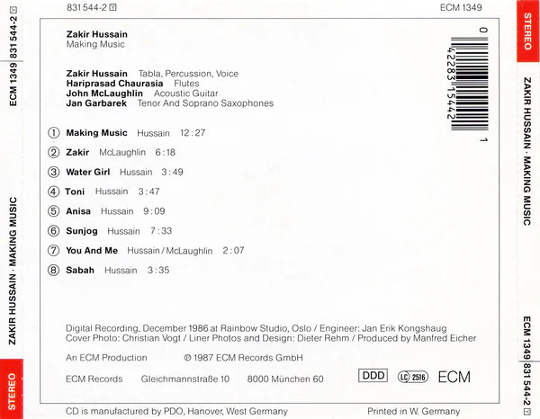 Zakir Hussain - Making Music (CD, Album) - Image 2