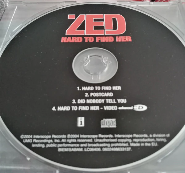 Zed - Hard To Find Her (CD, Single, Enh) - Image 3