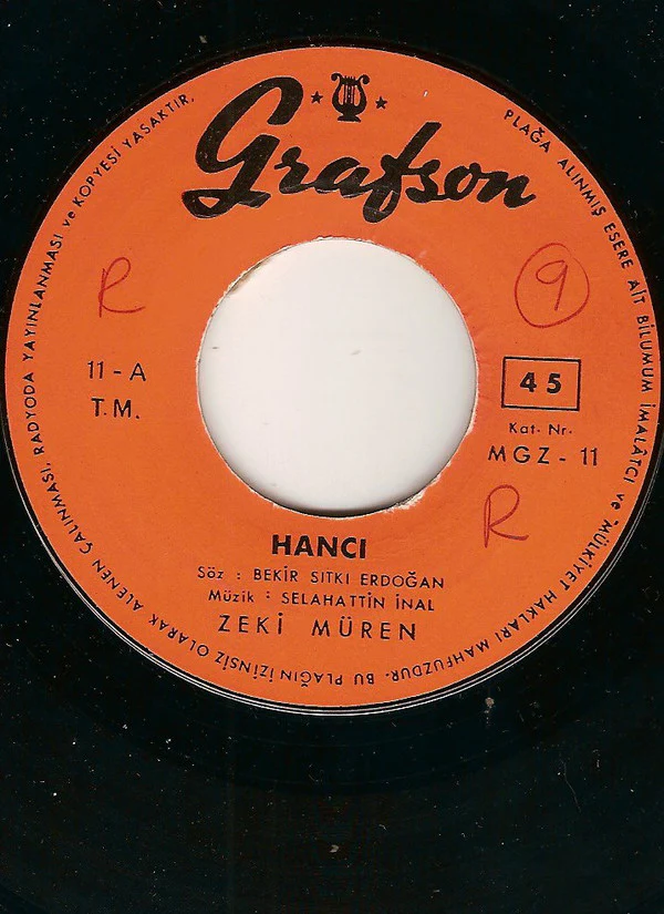 Zeki Müren - Hancı / Ana Başta Taç İmiş (7", Single, Ora)