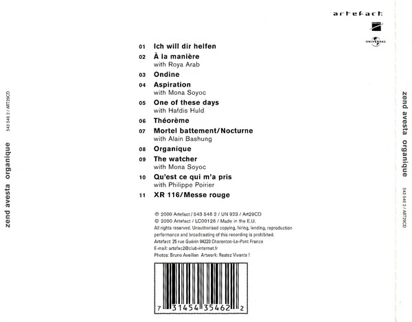 Zend Avesta - Organique (CD, Album) - Image 2