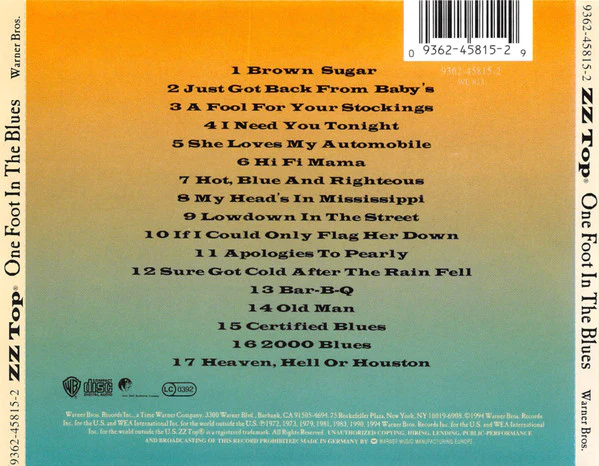 ZZ Top - One Foot In The Blues (CD, Comp, RP) - Image 2